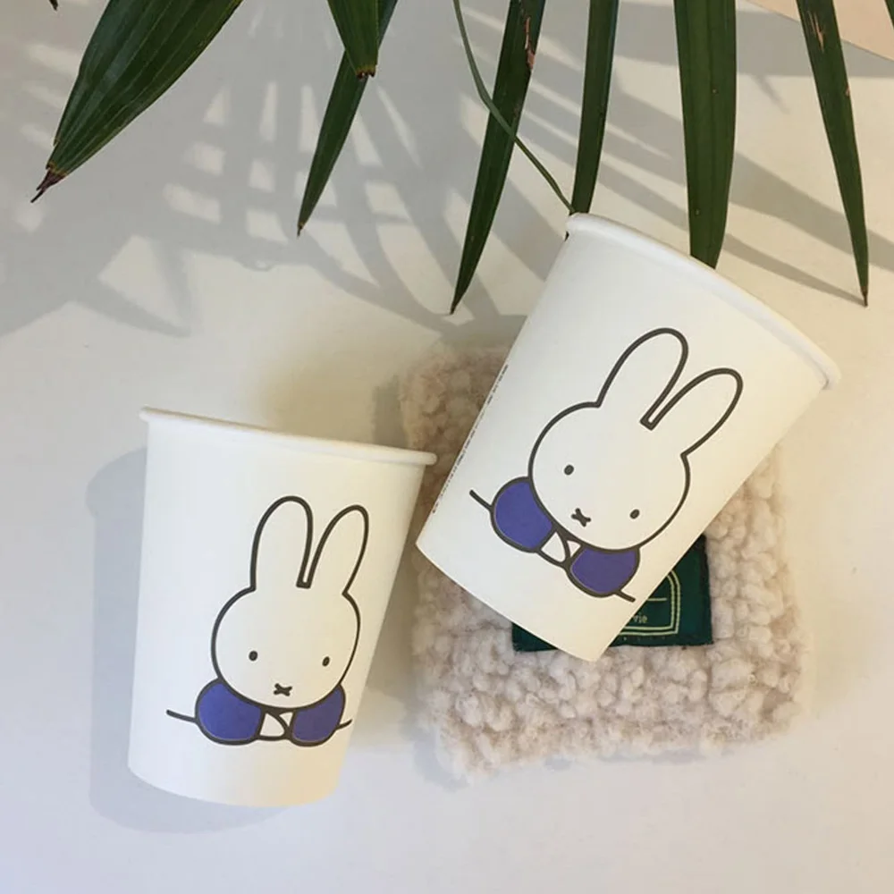 Cute Miffy Kawaii Cartoon Ins Paper Cup Thickening 250ml High Temperature Resistance Disposable Cups Christmas Gift