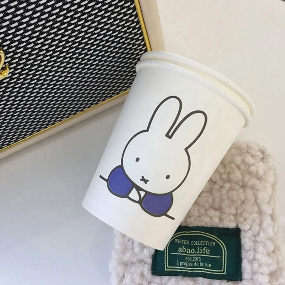 Cute Miffy Kawaii Cartoon Ins Paper Cup Thickening 250ml High Temperature Resistance Disposable Cups Christmas Gift