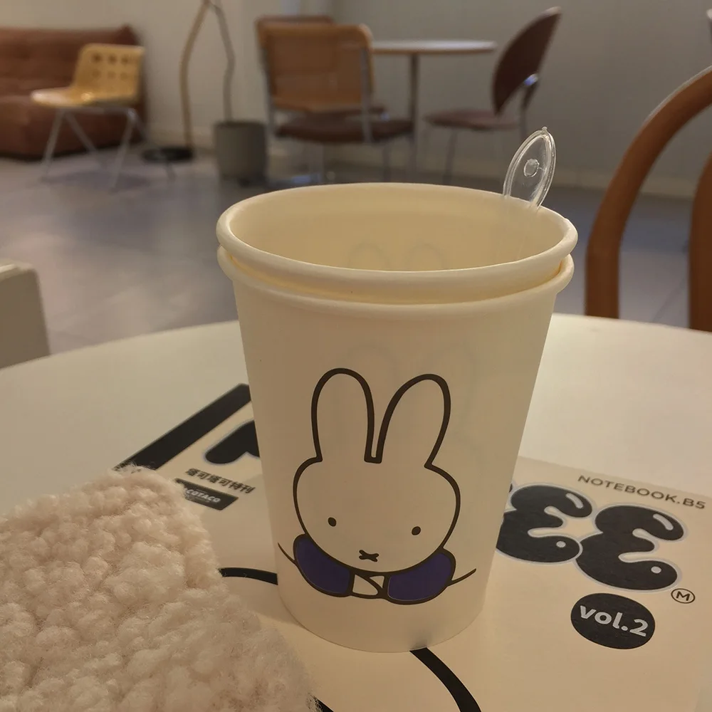 Cute Miffy Kawaii Cartoon Ins Paper Cup Thickening 250ml High Temperature Resistance Disposable Cups Christmas Gift
