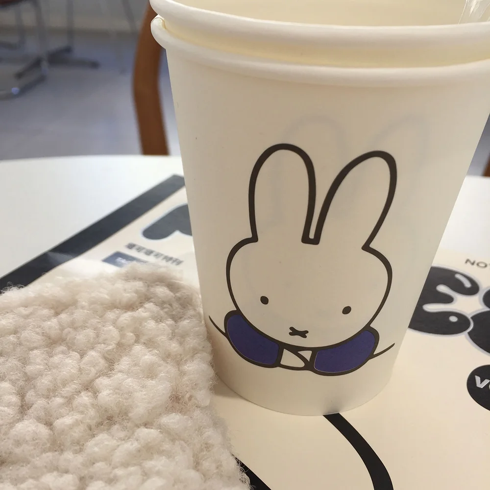 Cute Miffy Kawaii Cartoon Ins Paper Cup Thickening 250ml High Temperature Resistance Disposable Cups Christmas Gift