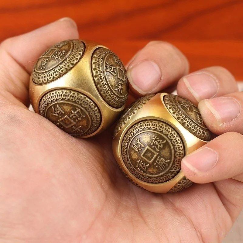 Rotating Six-Faced Chinese Lucky Coin Spinner Fidget Toy Stress Anxiety Relief Sensory Focus Tool For Birthday Christmas Gift