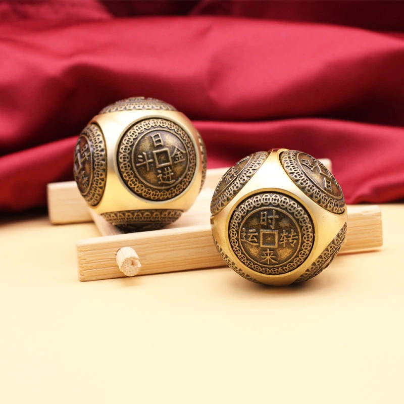 Rotating Six-Faced Chinese Lucky Coin Spinner Fidget Toy Stress Anxiety Relief Sensory Focus Tool For Birthday Christmas Gift