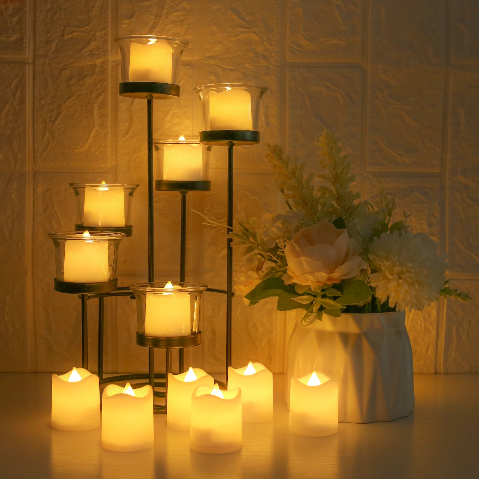 24/48 Pack Flameless Votive Candles Electric Battery Operated LED Tea Lights Fake Candle Warm White for Wedding Table Christmas