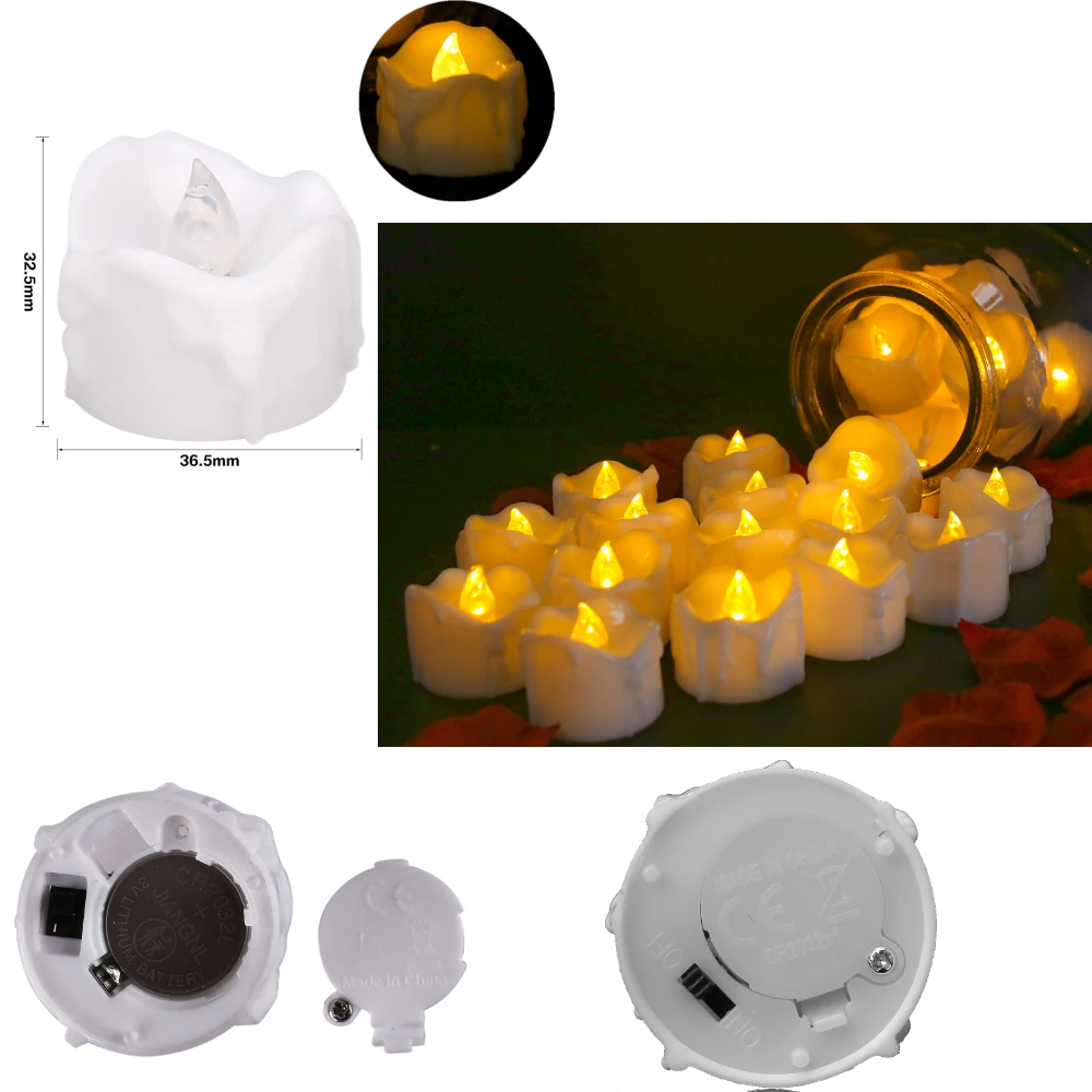 24/48 Pack Flameless Votive Candles Electric Battery Operated LED Tea Lights Fake Candle Warm White for Wedding Table Christmas