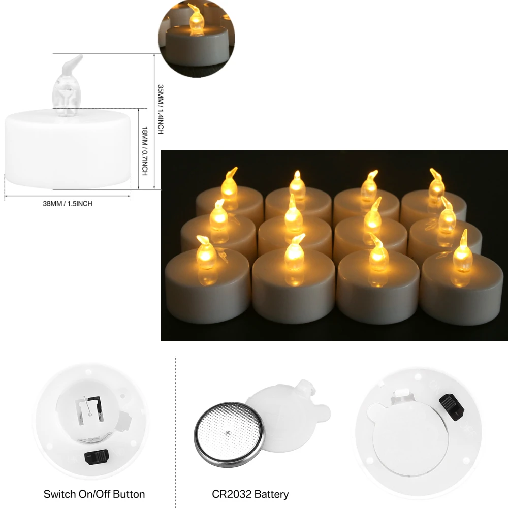 24/48 Pack Flameless Votive Candles Electric Battery Operated LED Tea Lights Fake Candle Warm White for Wedding Table Christmas