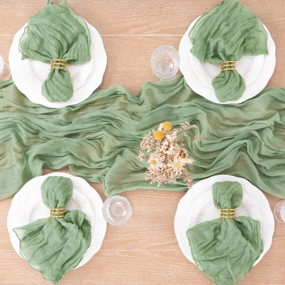 6pcs Cheesecloth Gauze Napkin Sage Green Table Placemat Setting Dining Wedding Party Banquet Christmas Banquets Table Cake Decor