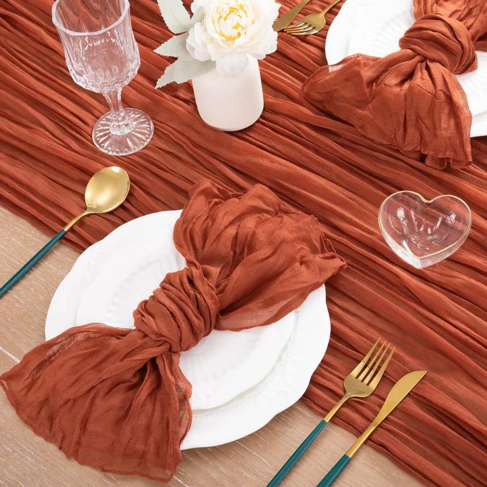 6pcs Cheesecloth Gauze Napkin Sage Green Table Placemat Setting Dining Wedding Party Banquet Christmas Banquets Table Cake Decor