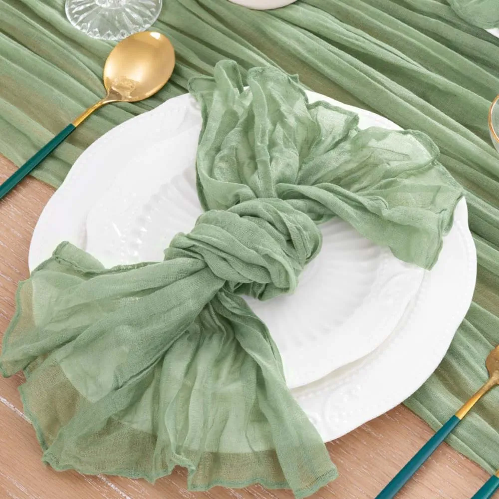 6pcs Cheesecloth Gauze Napkin Sage Green Table Placemat Setting Dining Wedding Party Banquet Christmas Banquets Table Cake Decor