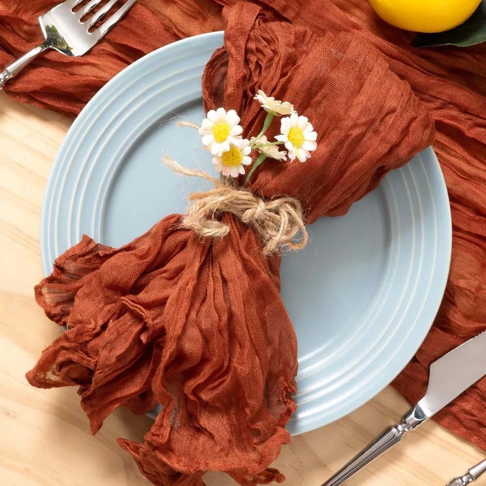 6pcs Cheesecloth Gauze Napkin Sage Green Table Placemat Setting Dining Wedding Party Banquet Christmas Banquets Table Cake Decor