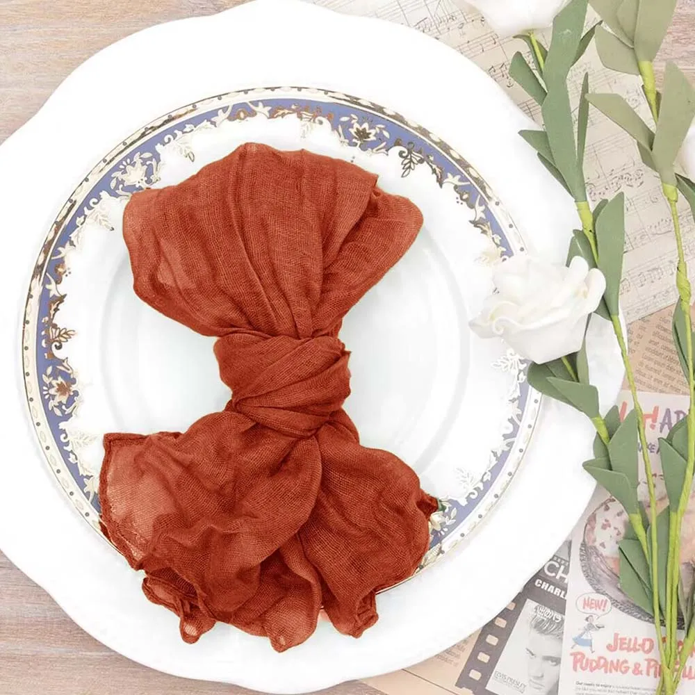6pcs Cheesecloth Gauze Napkin Sage Green Table Placemat Setting Dining Wedding Party Banquet Christmas Banquets Table Cake Decor