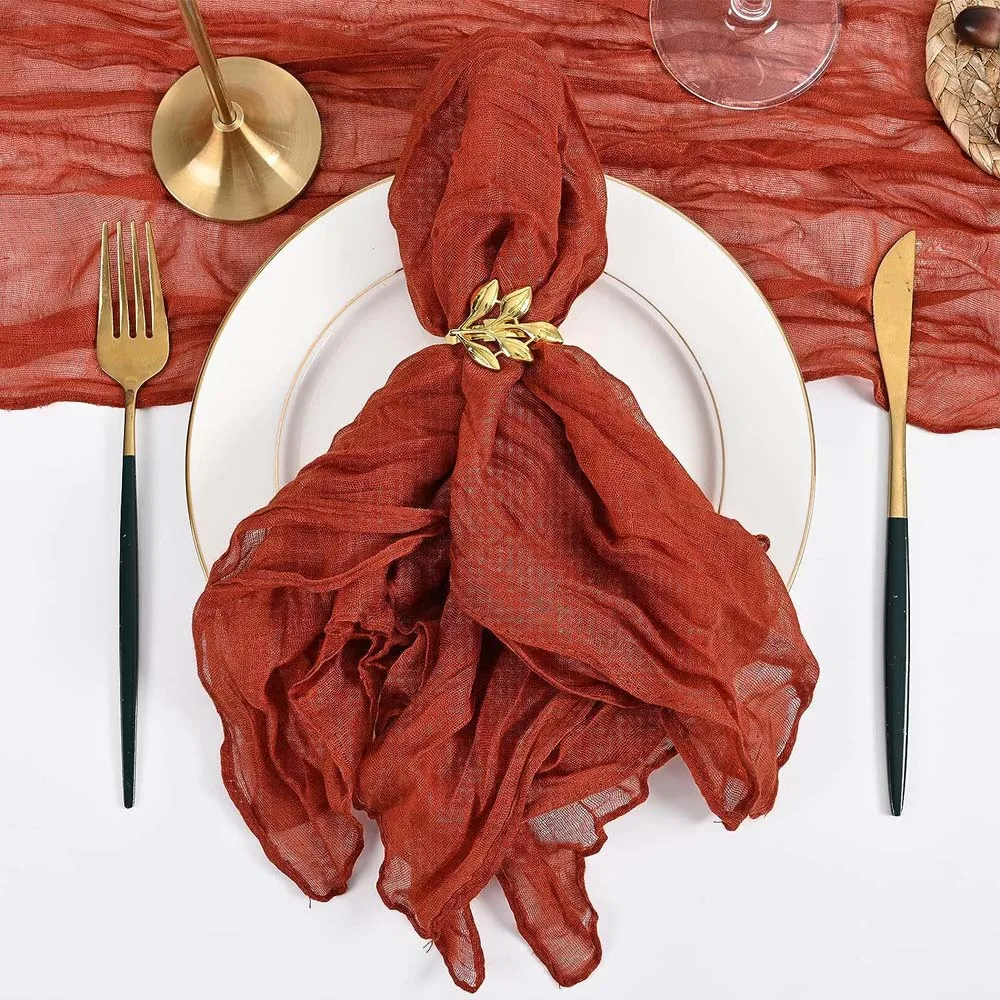 6pcs Cheesecloth Gauze Napkin Sage Green Table Placemat Setting Dining Wedding Party Banquet Christmas Banquets Table Cake Decor