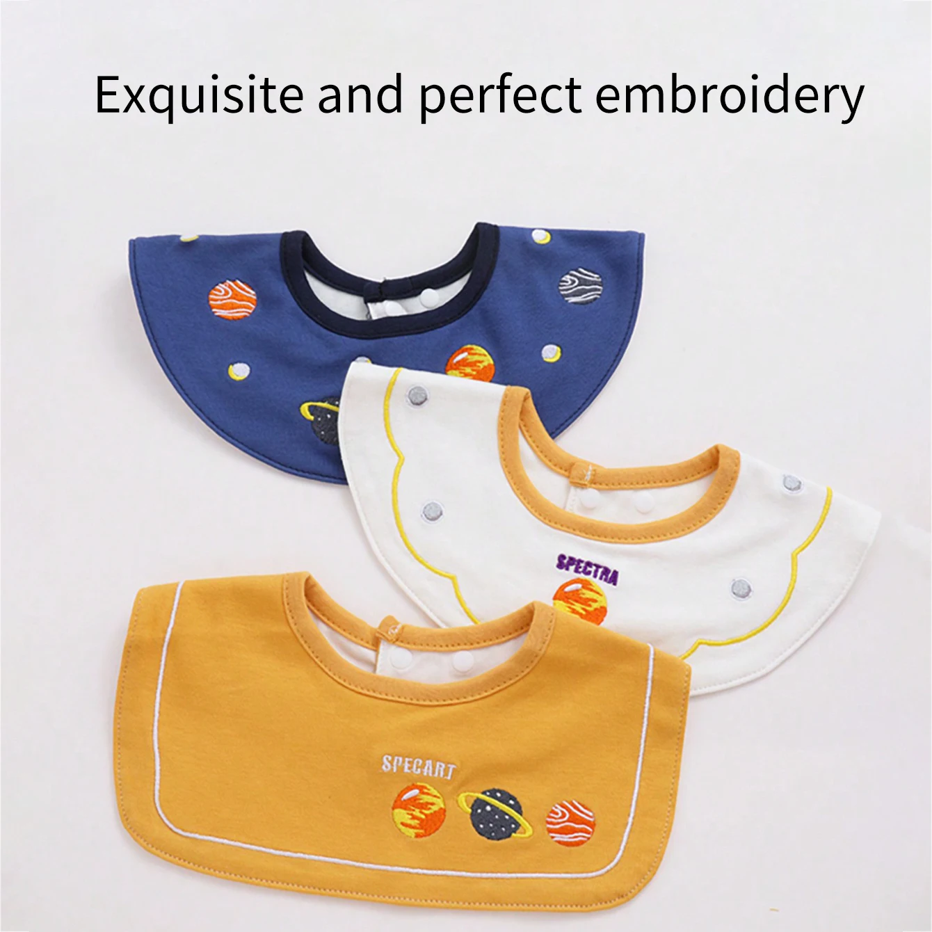 3Pcs Baby Crown Waterproof Saliva Bibs, 360 ° Rotatable Design - Specially Designed for Drooling Babies, Prevents Wetting of Clothes. Made of Pure Cotton with Exquisite Embroidery Craftsmanship. the Perfect Gift for Babies for Parties, Christmas, Thanksgiving, and New Year.
