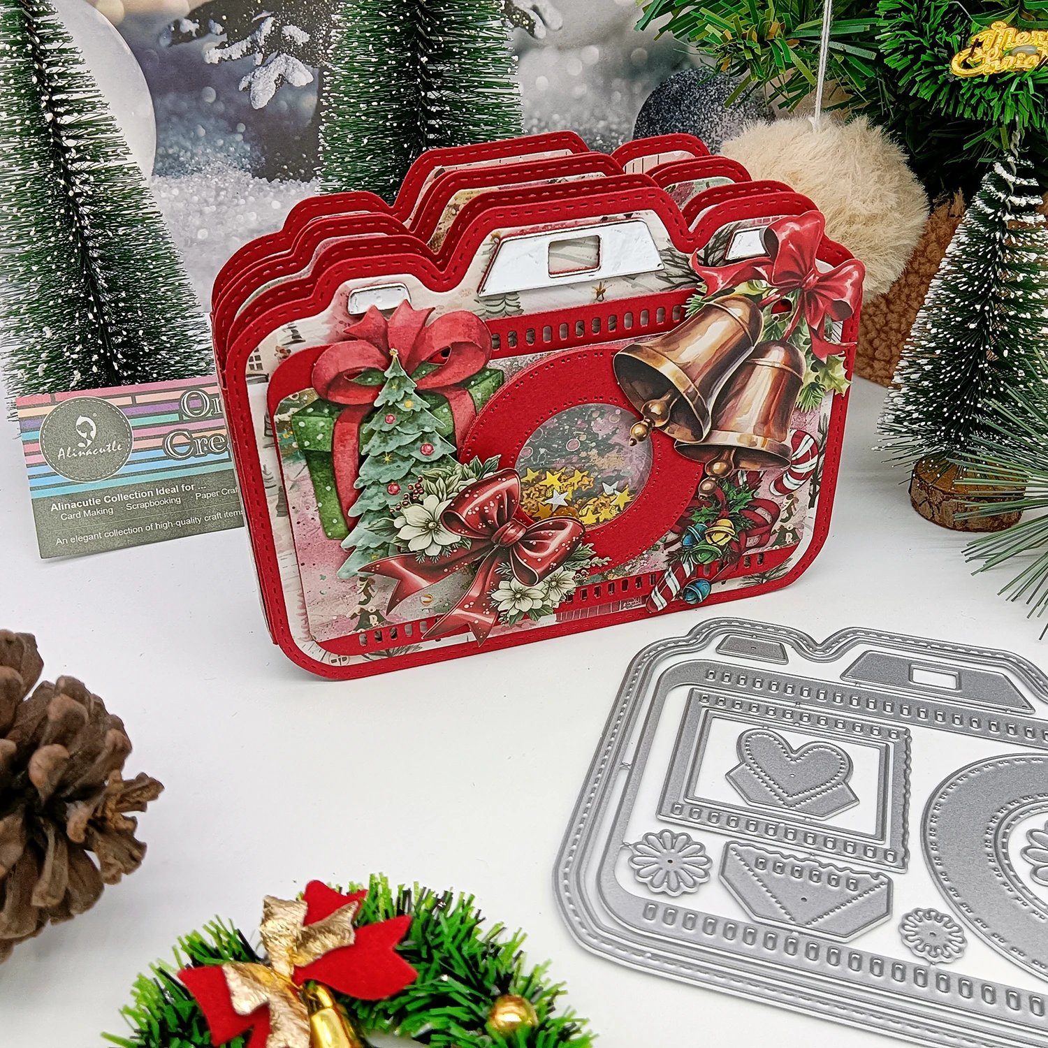 Alinacutle Camera Album Metal Cutting Die Cut for Christmas Gift Paper Craft Handmade Card Making DIY Greeting Card Scrapbooking
