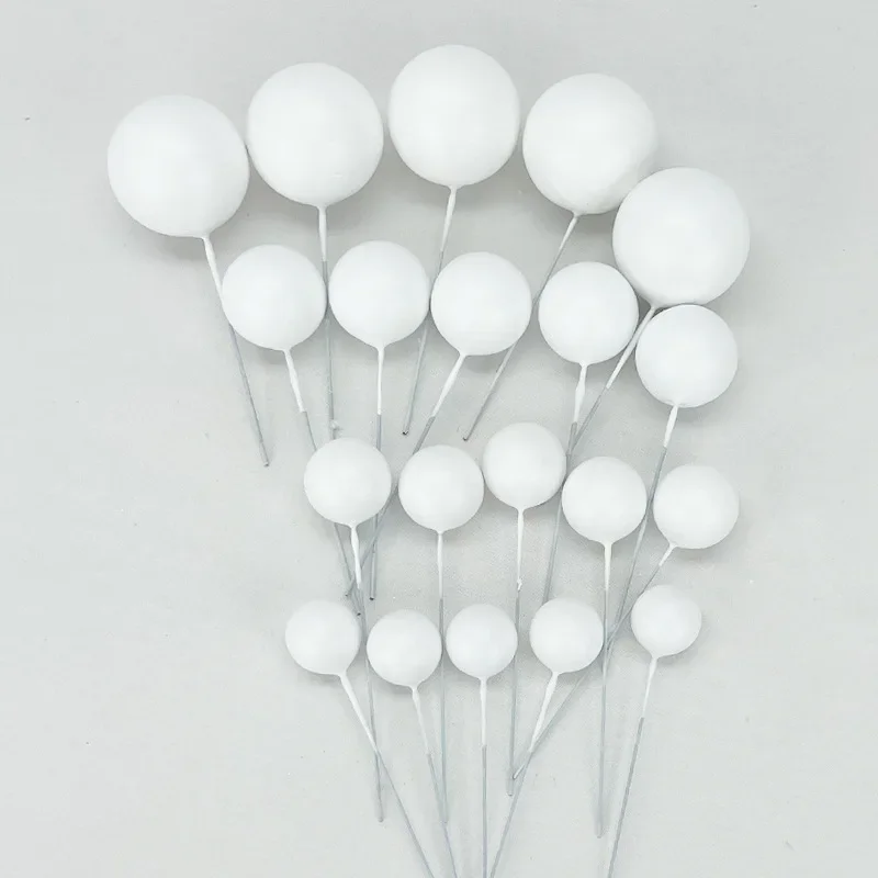 20Pcs Cake Topper Gold Silver Ball Happy Birthday Cake Topper DIY Cupcake Flag Wedding Christmas Ball Decor Birthday Decoration