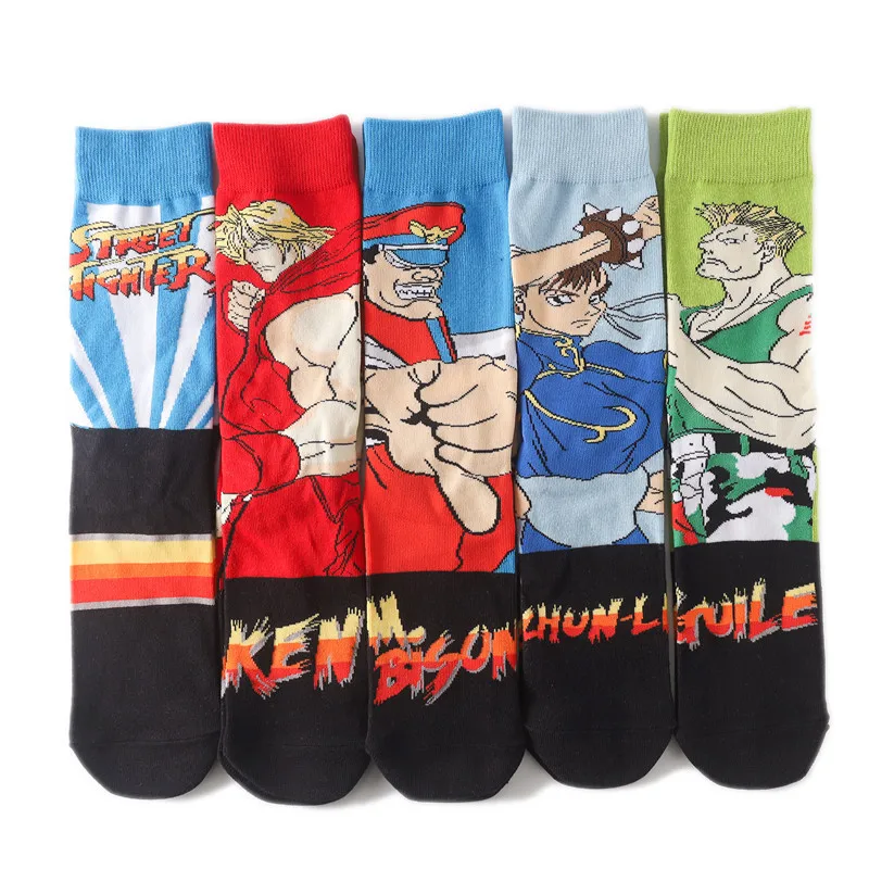 Christmas Warmth Autumn Winter Cotton Socks Anime Japan Game Street Fighter Medium Stockings Ryu Ken CHUN LI GUILE BLANKA ZANGIE