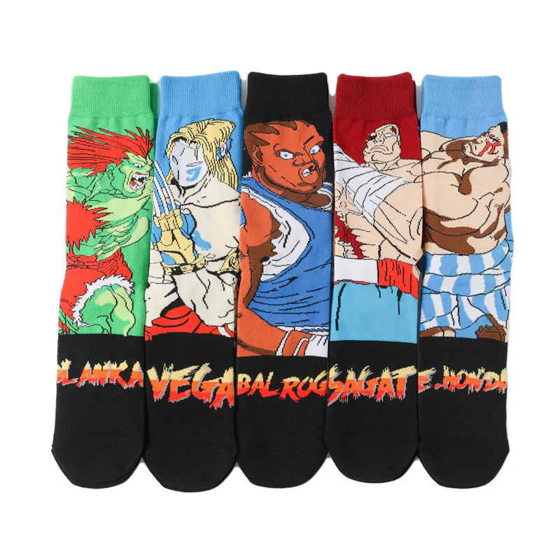 Christmas Warmth Autumn Winter Cotton Socks Anime Japan Game Street Fighter Medium Stockings Ryu Ken CHUN LI GUILE BLANKA ZANGIE