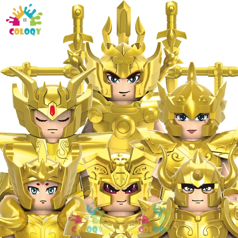 Kids Toys Comic Cartoon Building Blocks Gold Saint Seiya Athena Bronze Saint Mini Action Figures Toys For Kids Christmas Gifts
