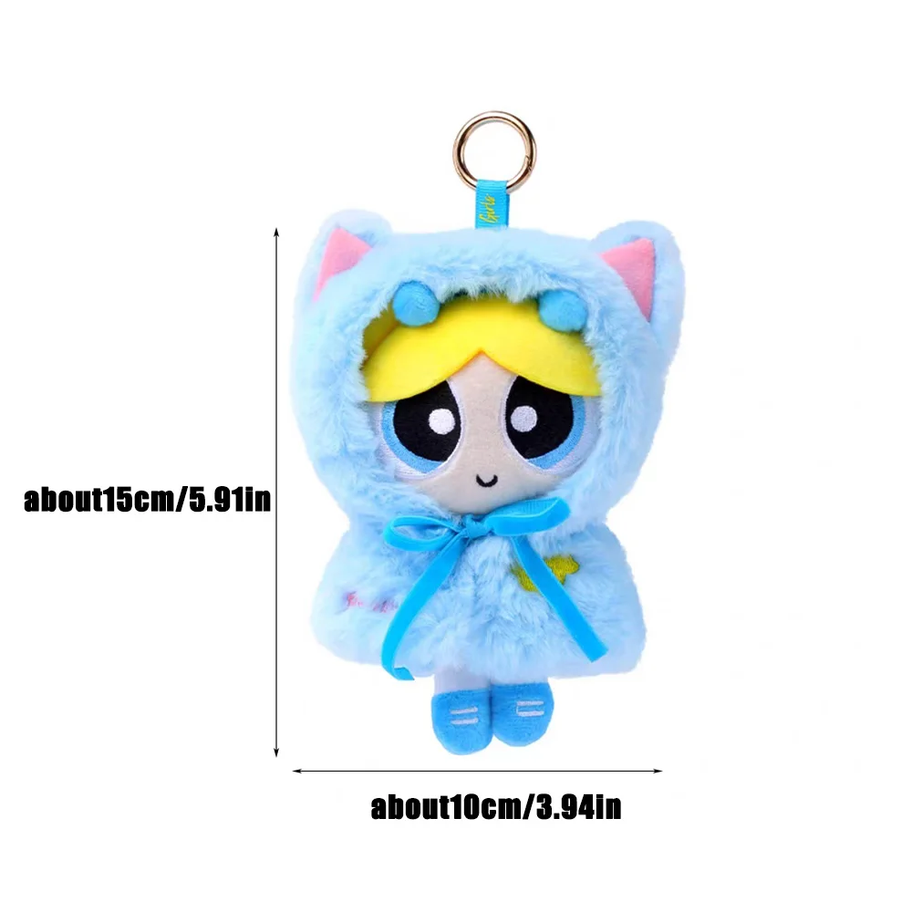 Genuine Powerpuff-Girls Plush Cape Doll Kawayii Blossom Bubbles Buttercup Cartoon Backpack Decorative Dolls Toys Christmas Gifts