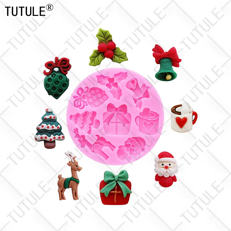 Christmas Little Bell Mold Christmas Series Fondant Sugar Cupcake Craft Silicone Molds Drop Glue Decorative Epoxy Resin Mold