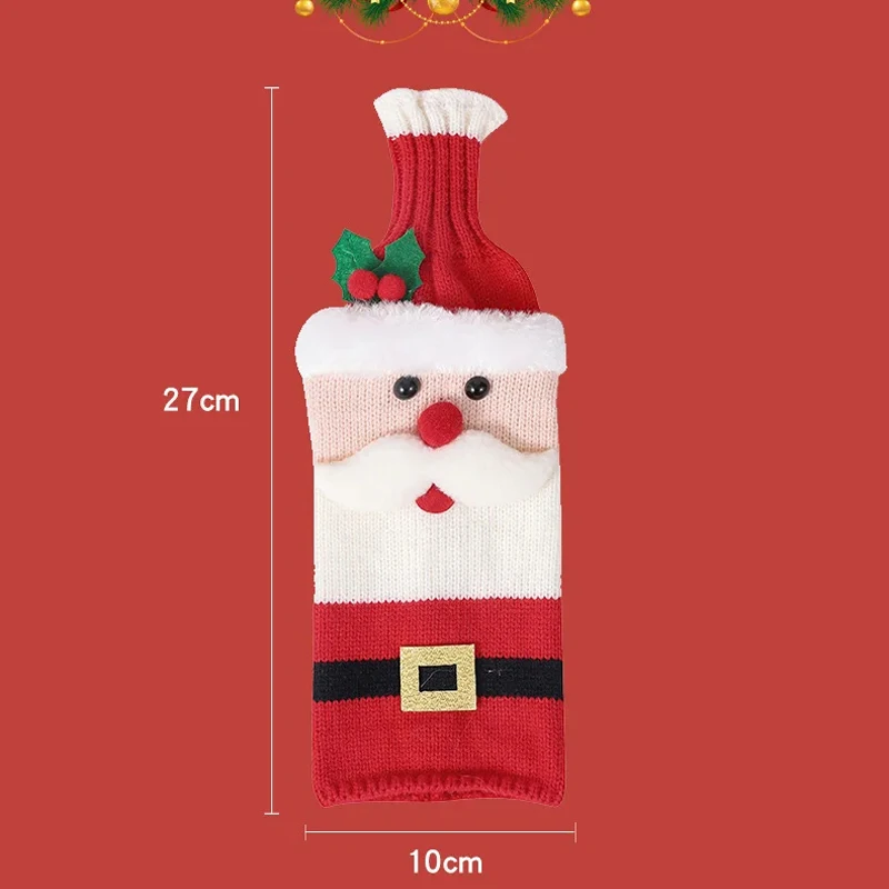 Christmas Wine Bottle Cover Set Santa Snowman Woven Wine Bottle Bags for Christmas Party Dinner Table Decorations New Year Gifts