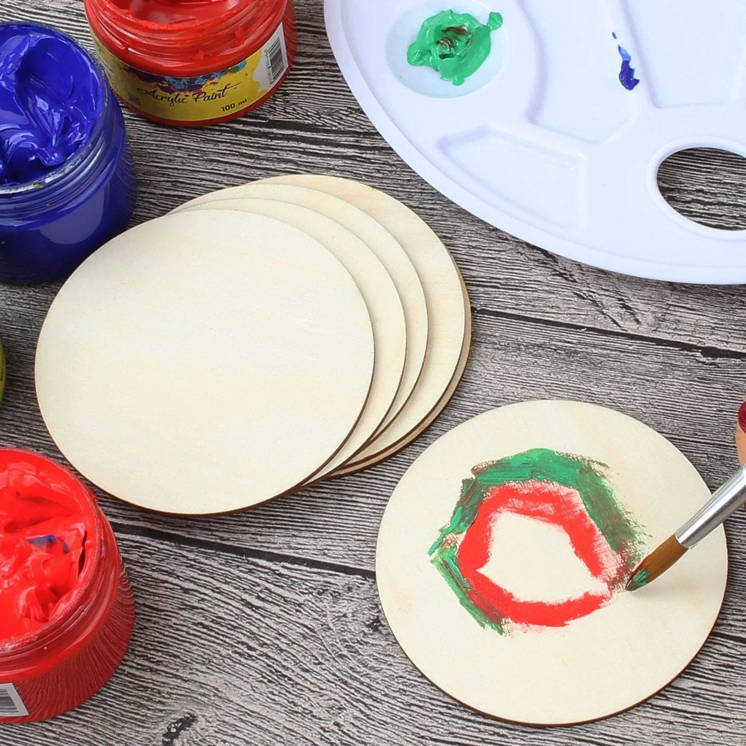 Diameter 1-10cm Wood Circles Unfinished Round Wood Discs for Wood Craft DIY Wedding Decoration Christmas Tree Ornaments