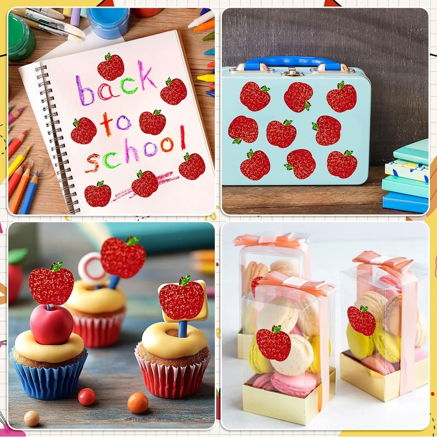 500Pcs Red Apple Stickers Roll 1in Laser Apple Waterproof Decals Christmas Stickers for Party Supplies Envelope Scrapbook Decor