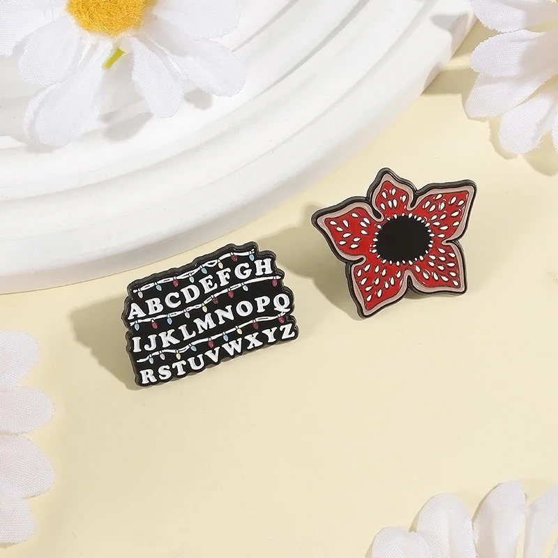 Sci-fi Horror American TV Series Enamel Pin Red Cannibal Flowers Christmas Lights Mug Brooches Lapel Badge Jewelry Gifts