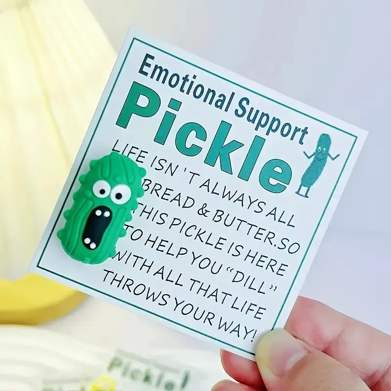 Emotional Support Pickle Hug Card, Funny & Sincere PVC Gift for Mom Friend Teacher, Novelty Present for Birthday Christmas.