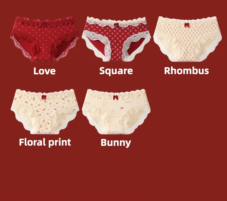 Triangular Panties Set Pack Christmas Day Women Underwear Women's Cotton Briefs Lingerie Sexy Underpants Seamless Lace Intimates