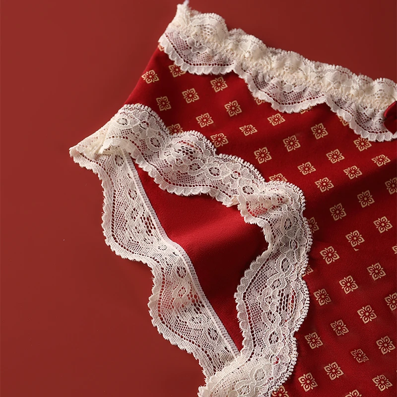 Triangular Panties Set Pack Christmas Day Women Underwear Women's Cotton Briefs Lingerie Sexy Underpants Seamless Lace Intimates