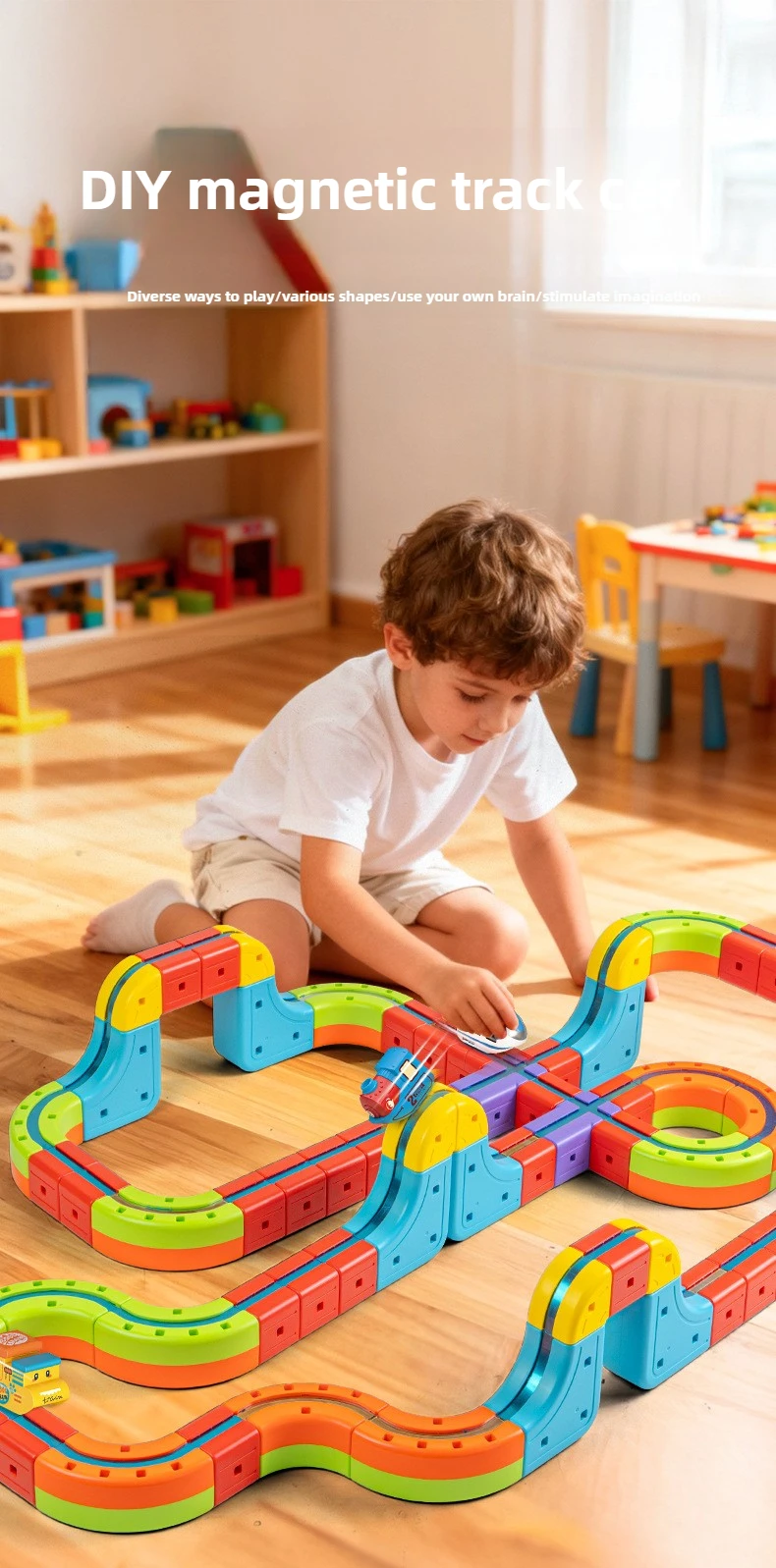 DIY Assemble Magnetic Track Train Toys for Kids Electronic Magical Rail Car Construction Children Educational Toy Christmas Gift