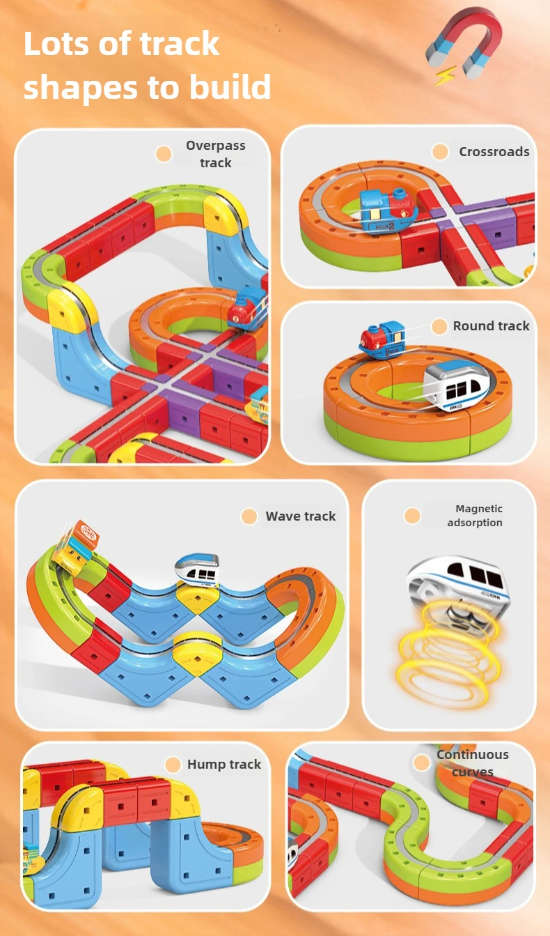DIY Assemble Magnetic Track Train Toys for Kids Electronic Magical Rail Car Construction Children Educational Toy Christmas Gift