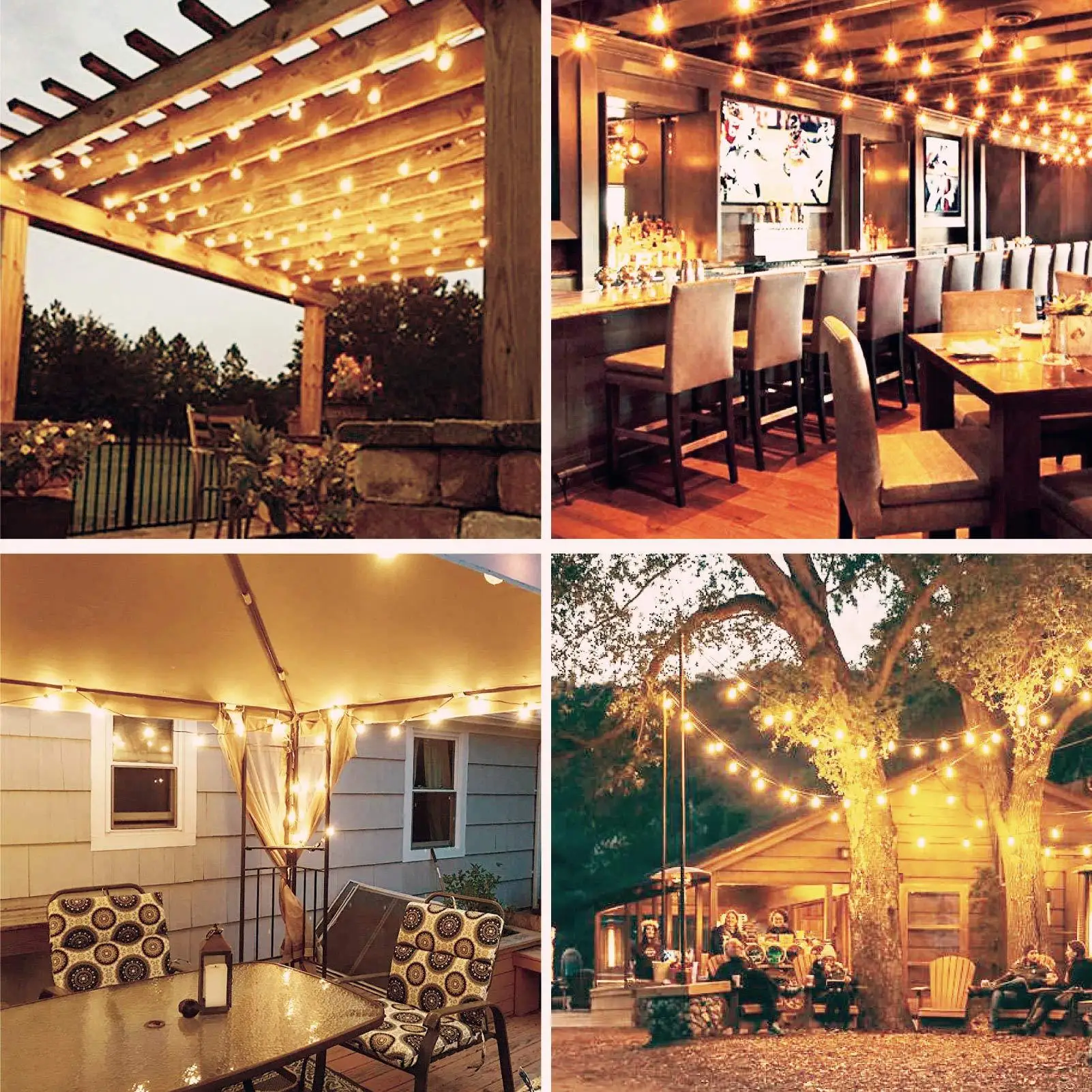 G40 Outdoor LED String Light EU Plug Shatterproof IP44 Waterproof Garden String Light for Christmas Party Patio Decor Atmosphere