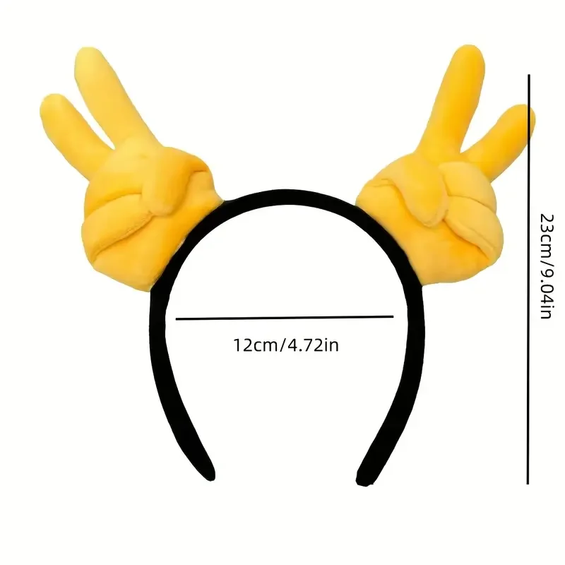 1 Soft Cartoon Plush Thumb Up Gesture Headband - Yellow Hair Accessory Fashion Style Photo Props and Casual Christmas Headband