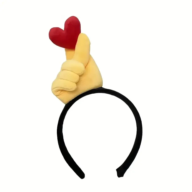 1 Soft Cartoon Plush Thumb Up Gesture Headband - Yellow Hair Accessory Fashion Style Photo Props and Casual Christmas Headband