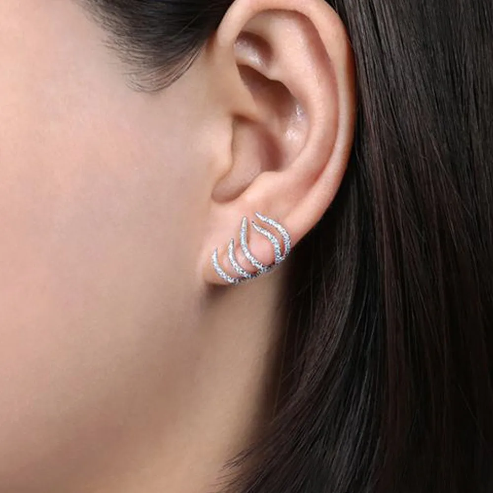 2024 New Bright Crystal Luxury Korean Unusual Claw Stud Earrings Ear Piercing Hook Lrregular Pearl Christmas Jewelry Gift