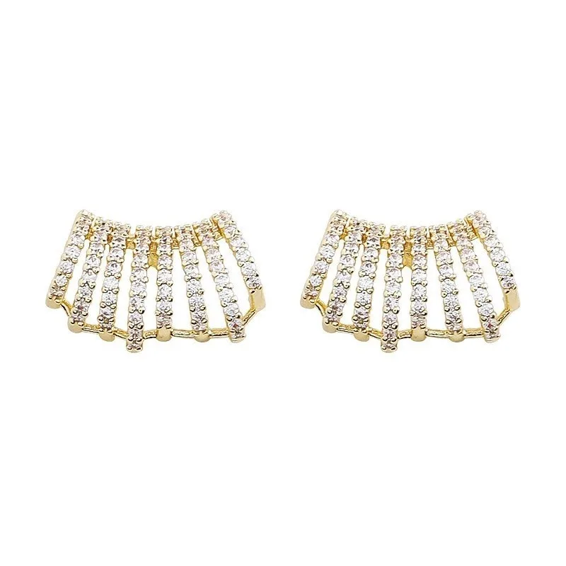 2024 New Bright Crystal Luxury Korean Unusual Claw Stud Earrings Ear Piercing Hook Lrregular Pearl Christmas Jewelry Gift