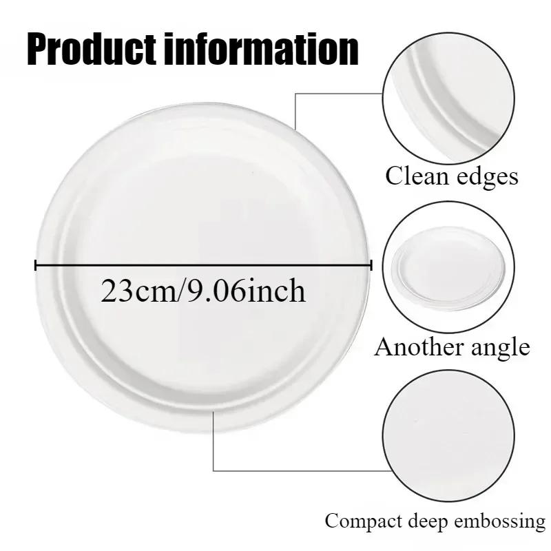 25/50PCS 9inch Circular Paper Plates Disposable Biodegradable Paper Plates Suitable Party Christmas Barbecue Salad Desserts