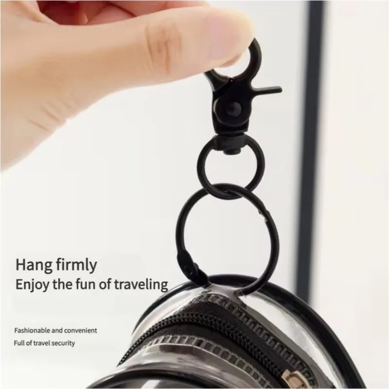 Portable Mini Clear Zipper Storage Bag Keychain Cartoon Doll Mystery Box Organizer for Earphones Chargers for Christmas