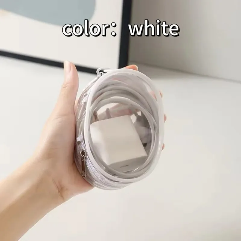 Portable Mini Clear Zipper Storage Bag Keychain Cartoon Doll Mystery Box Organizer for Earphones Chargers for Christmas