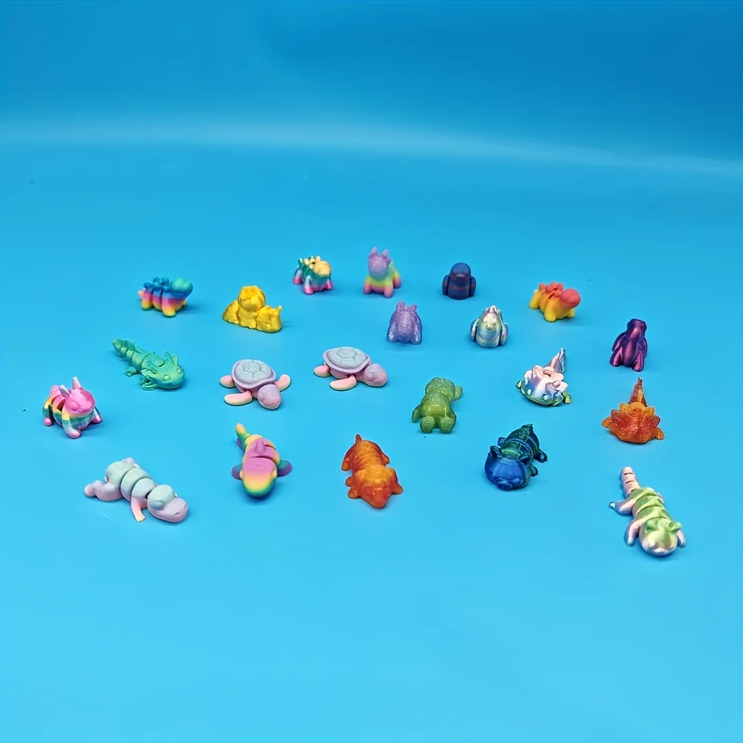 10/30pc [3D printed mini animal decorations] Fantasy animal decorations, bright mixed colors, suitable for home and office decoration, car decoration, Christmas, Halloween and other holiday gifts