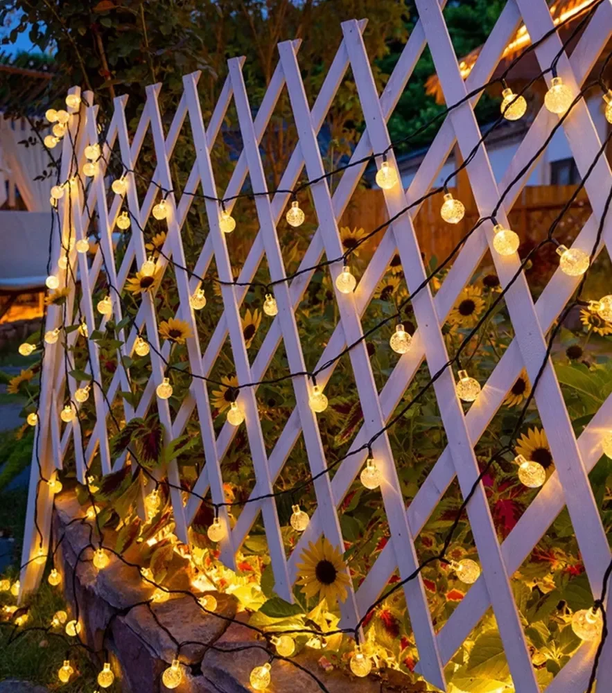 Solar Bubble Balls Lamp String Lights Outdoor Water Drops Outdoor Waterproof Orb Christmas Lights Patio Holiday Party