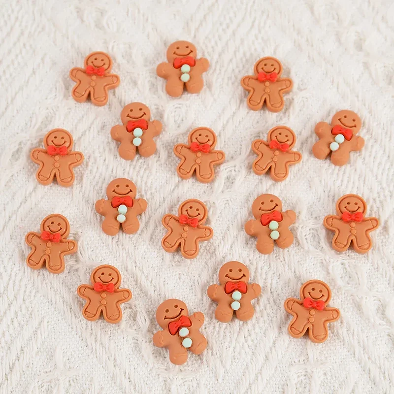 10/20Pcs Christmas Gingerbread Man Resin Flatback Cabochon Figurine Scrapbook Xmas Decoration Ornaments DIY Jewelry Accessories