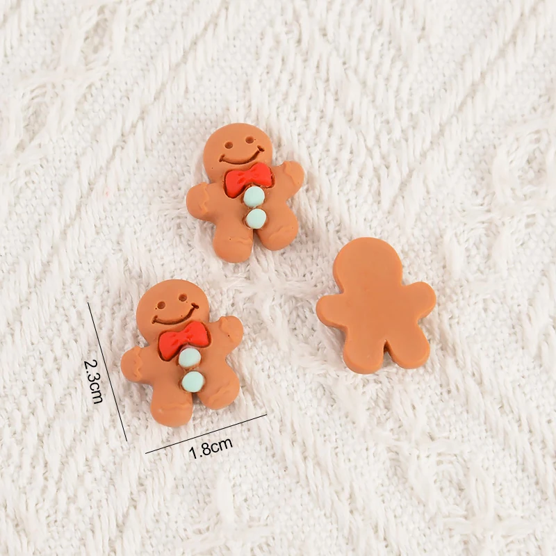 10/20Pcs Christmas Gingerbread Man Resin Flatback Cabochon Figurine Scrapbook Xmas Decoration Ornaments DIY Jewelry Accessories