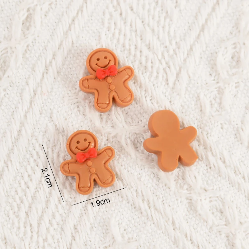10/20Pcs Christmas Gingerbread Man Resin Flatback Cabochon Figurine Scrapbook Xmas Decoration Ornaments DIY Jewelry Accessories