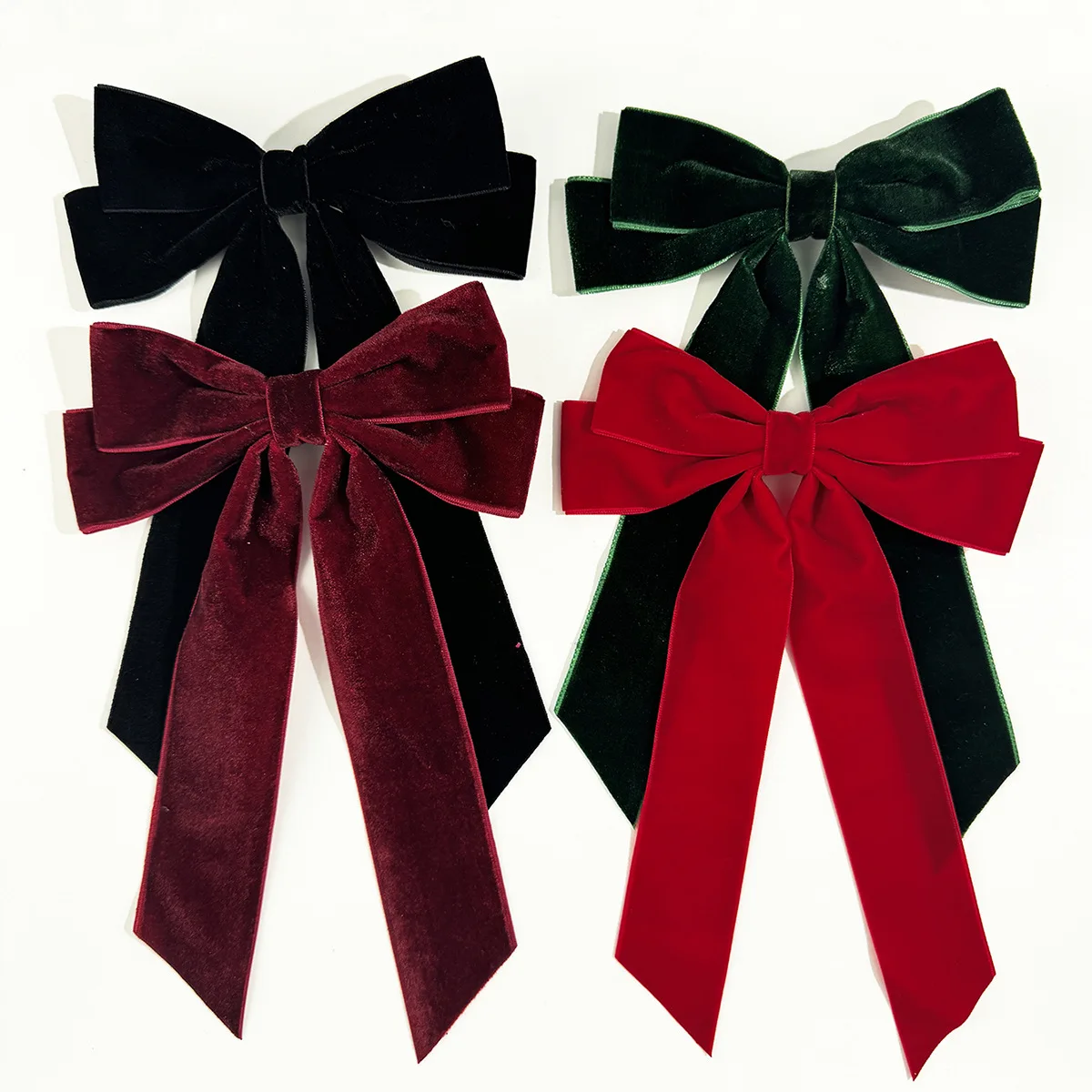 Vintage Velvet Bow Hairpins Barrettes For Girls Wedding Long Ribbon Korean Hair Clip Hairgrip Accessories Christmas party hair
