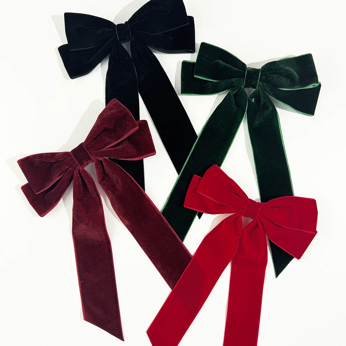 Vintage Velvet Bow Hairpins Barrettes For Girls Wedding Long Ribbon Korean Hair Clip Hairgrip Accessories Christmas party hair