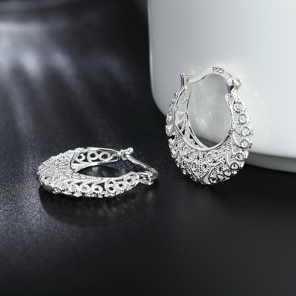 Hot Pretty 925 Sterling Silver Hollow Carved drop Earrings for Women retro Trend party Jewelry Christmas Gifts wedding
