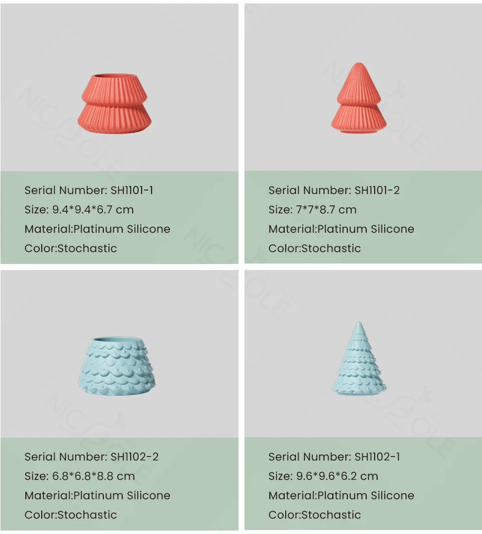 Nicole Christmas Tree Candle Jar with Lid Concrete Silicone Mold DIY Handmade Jesmonite and Cement Christmas Mould
