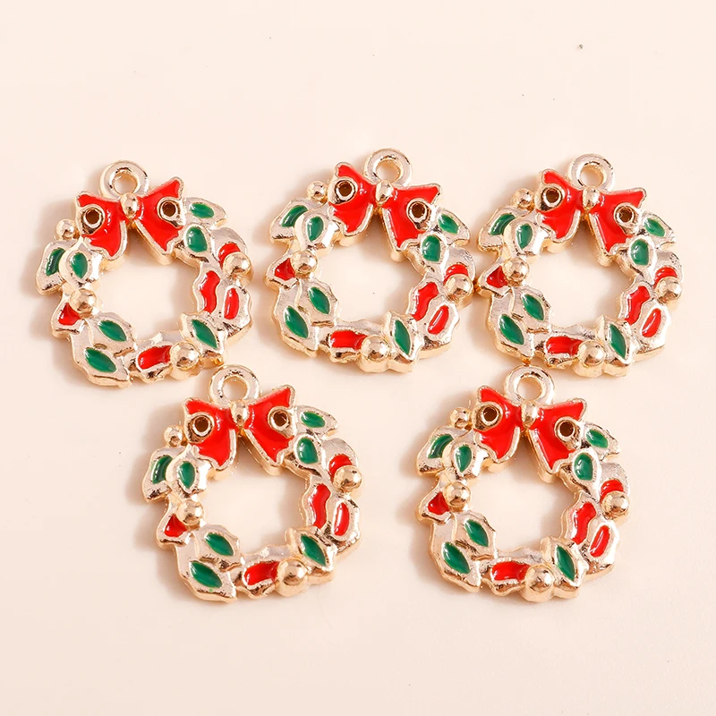 10pcs Mix Enamel Christmas Charms Noel Star Hats Santa Claus Pendants for Diy Jewelry Making Necklace Earring Making Accessories
